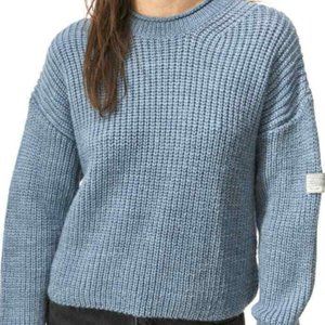BDG Fisherman Sweater crewneck slouchy sleeves super soft knit steel blue sz XL